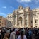 A crowd in front of the Trevi Fountain in Rome